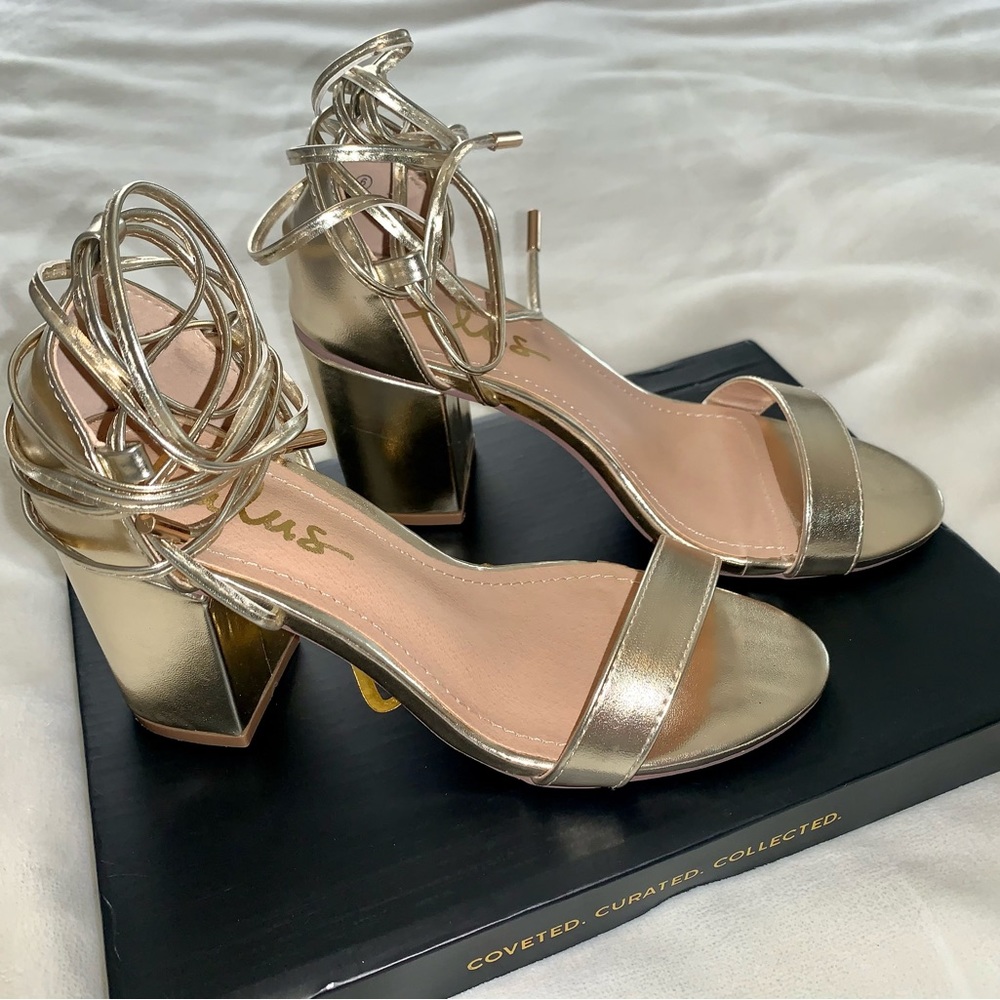 Lulus Gold block heels